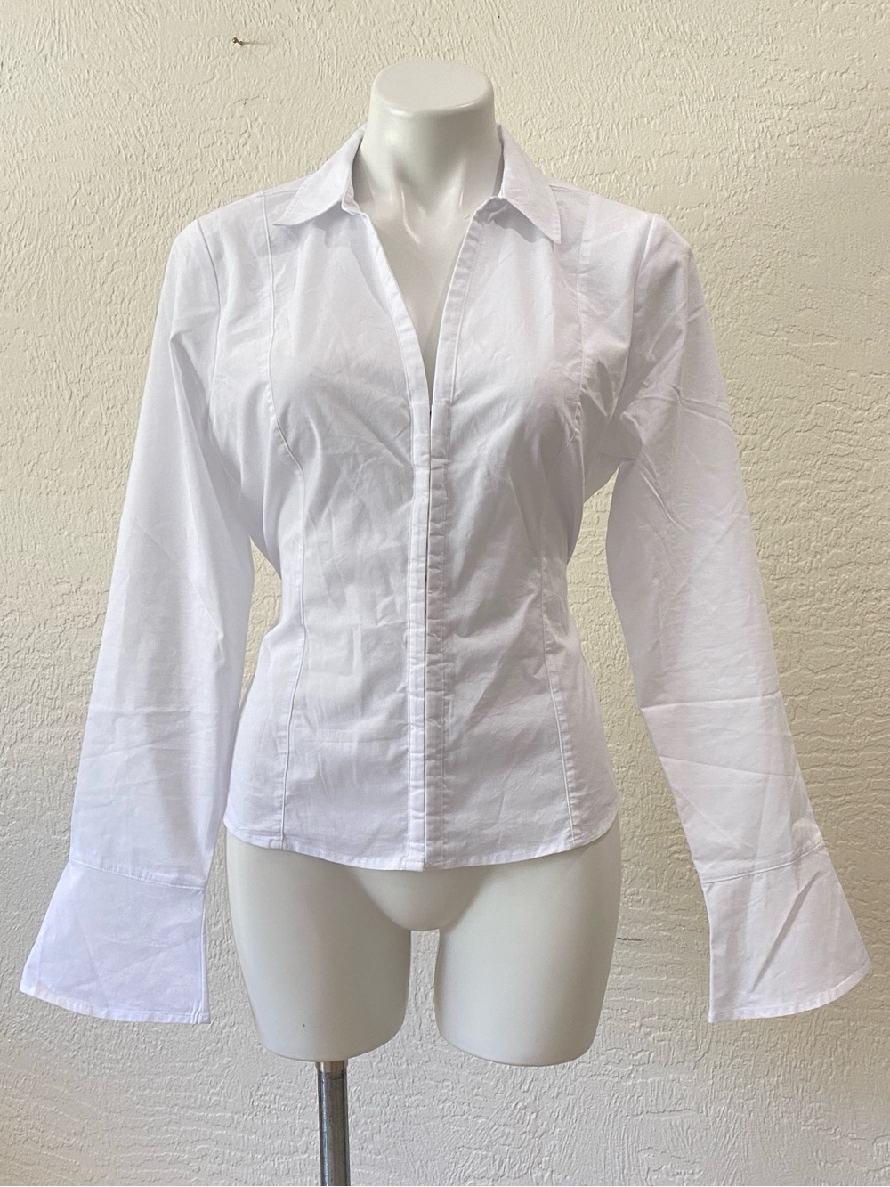NWT Hollister White Fitted Corset Hook N Eye -Front Women's Shirt sz LARGE
